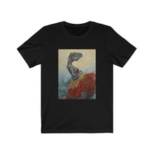 Load image into Gallery viewer, "Belly Dancer" Dancing Dinosaur in a Dress Unisex Jersey Short Sleeve Tee