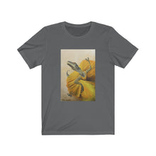 Load image into Gallery viewer, "Yellow" Dancing Dinosaur in a Dress Unisex Jersey Short Sleeve Tee
