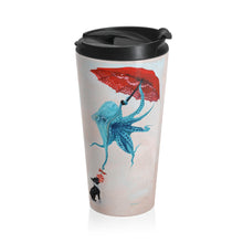 Load image into Gallery viewer, One For You  Stainless Steel Travel Mug — Octopus &amp; Umbrella Whimsical Ocean Art Tumbler
